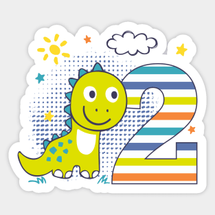 2nd Birthday Dinosaur Birthday Boy Sticker